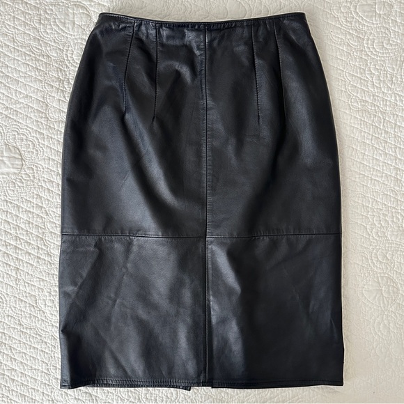 Pia Rucci Dresses & Skirts - Vintage 80s Pia Rucci Black Leather Pencil Skirt Women’s